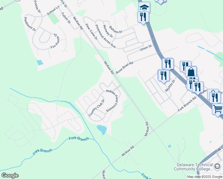 map of restaurants, bars, coffee shops, grocery stores, and more near 30 Guard House Lane in Dover