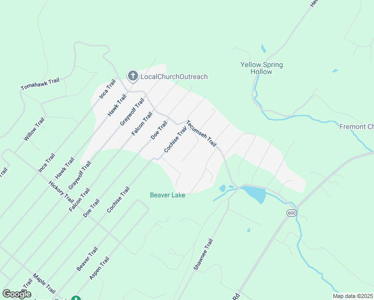map of restaurants, bars, coffee shops, grocery stores, and more near 108 Buckskin Trail in Winchester