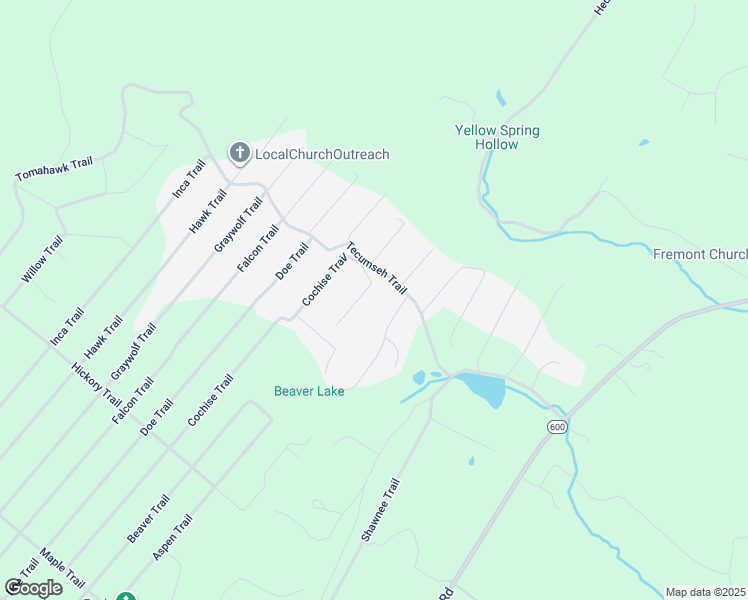 map of restaurants, bars, coffee shops, grocery stores, and more near 105 Buckskin Trail in Winchester