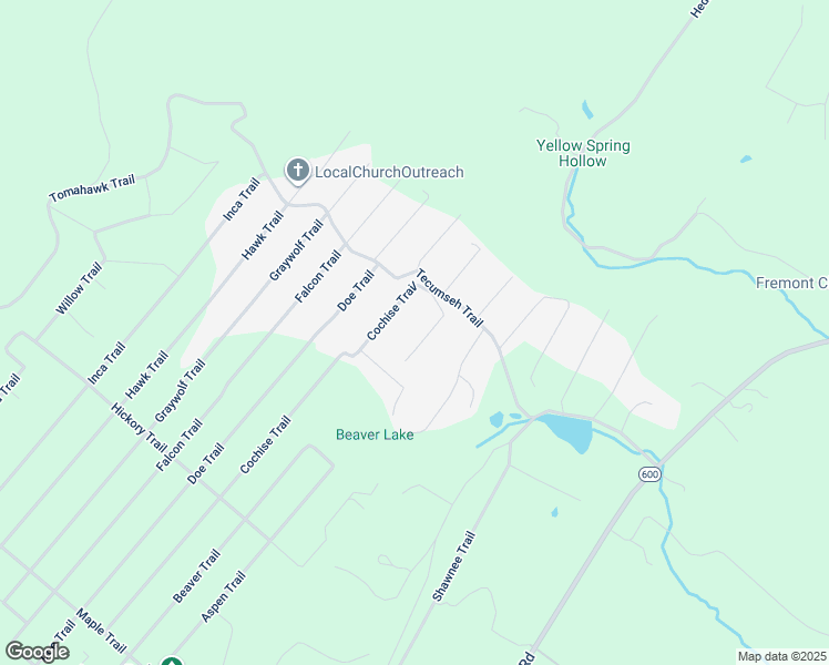 map of restaurants, bars, coffee shops, grocery stores, and more near 108 Buckskin Trail in Winchester