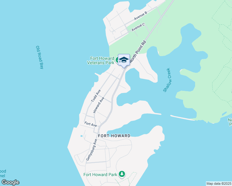 map of restaurants, bars, coffee shops, grocery stores, and more near 9230 North Point Road in Baltimore County