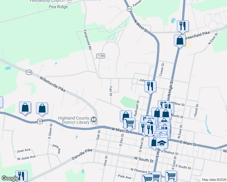 map of restaurants, bars, coffee shops, grocery stores, and more near 146 Holmes Street in Hillsboro