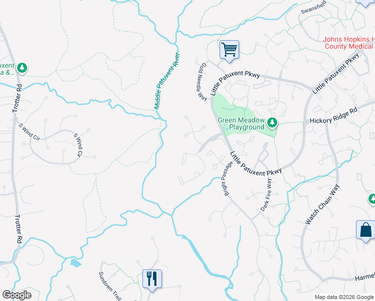 map of restaurants, bars, coffee shops, grocery stores, and more near 11866 Blue February Way in Columbia
