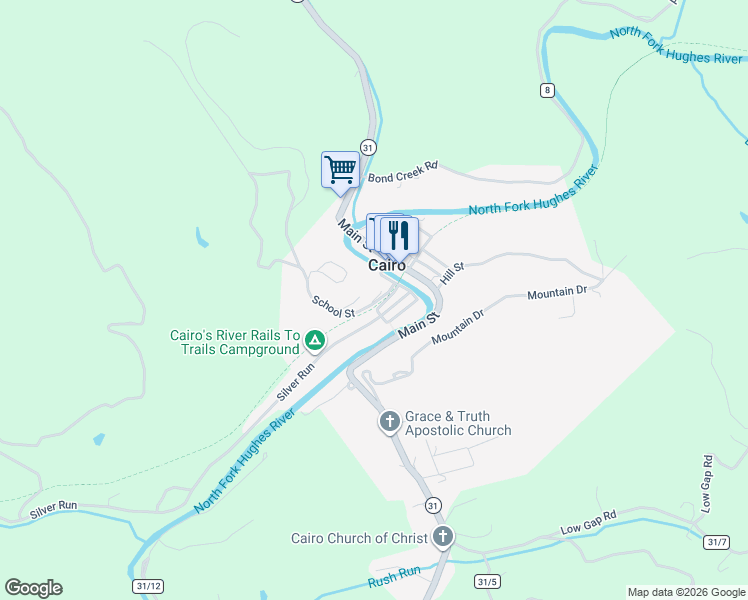 map of restaurants, bars, coffee shops, grocery stores, and more near Carroll Pl in Cairo