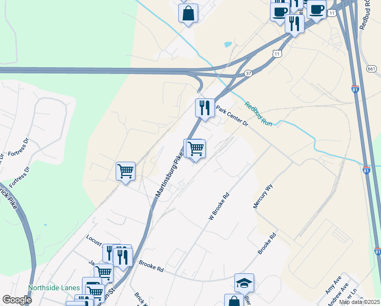 map of restaurants, bars, coffee shops, grocery stores, and more near 1799 Senseny Road in Winchester