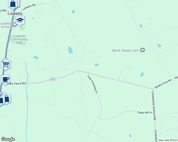 map of restaurants, bars, coffee shops, grocery stores, and more near 42722 Spinks Ferry Road in Leesburg