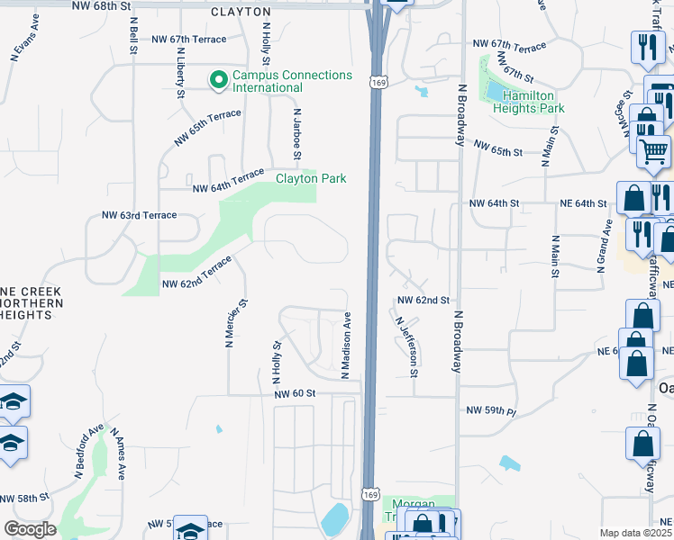 map of restaurants, bars, coffee shops, grocery stores, and more near 923 Northwest 62nd Terrace in Kansas City