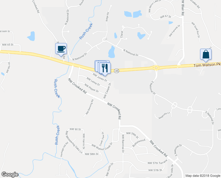 map of restaurants, bars, coffee shops, grocery stores, and more near 6301 Northwest Casper Drive in Parkville