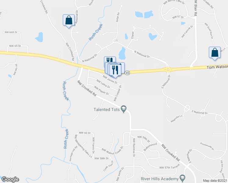 map of restaurants, bars, coffee shops, grocery stores, and more near 11004 Northwest Lema Drive in Parkville