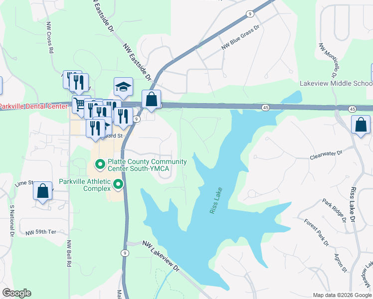 map of restaurants, bars, coffee shops, grocery stores, and more near 6215 Julian Drive in Kansas City