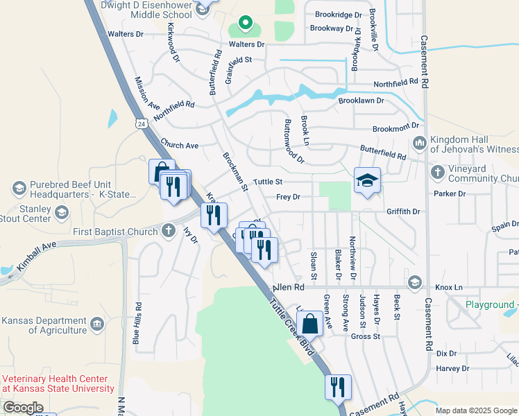 map of restaurants, bars, coffee shops, grocery stores, and more near 2336 Brockman Street in Manhattan