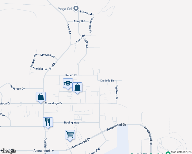 map of restaurants, bars, coffee shops, grocery stores, and more near 2587 Kelvin Road in Carson City