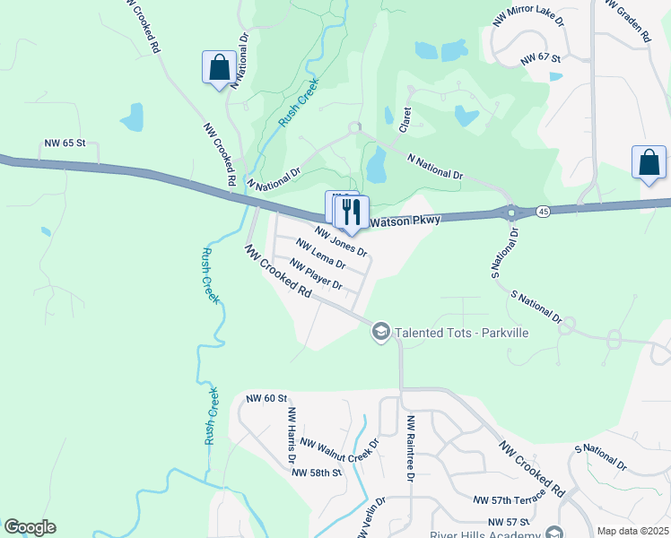 map of restaurants, bars, coffee shops, grocery stores, and more near 11004 Northwest Lema Drive in Parkville