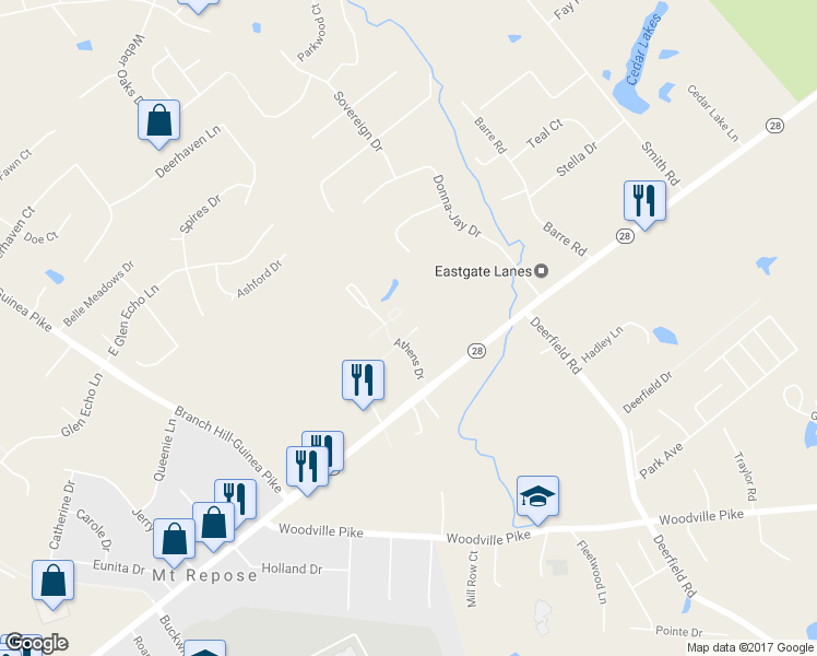 map of restaurants, bars, coffee shops, grocery stores, and more near 1368 Nicholas Drive in Loveland