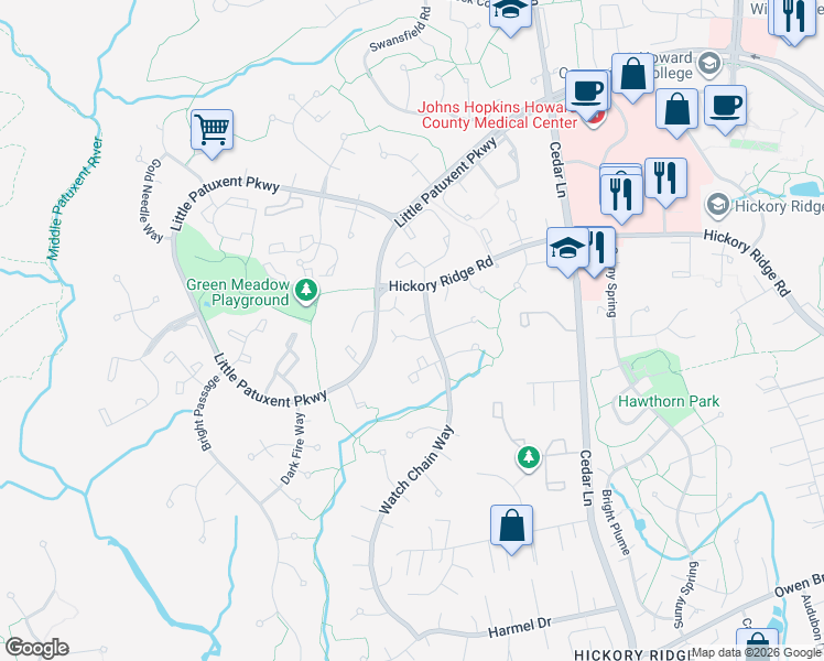 map of restaurants, bars, coffee shops, grocery stores, and more near 5944 Watch Chain Way in Columbia