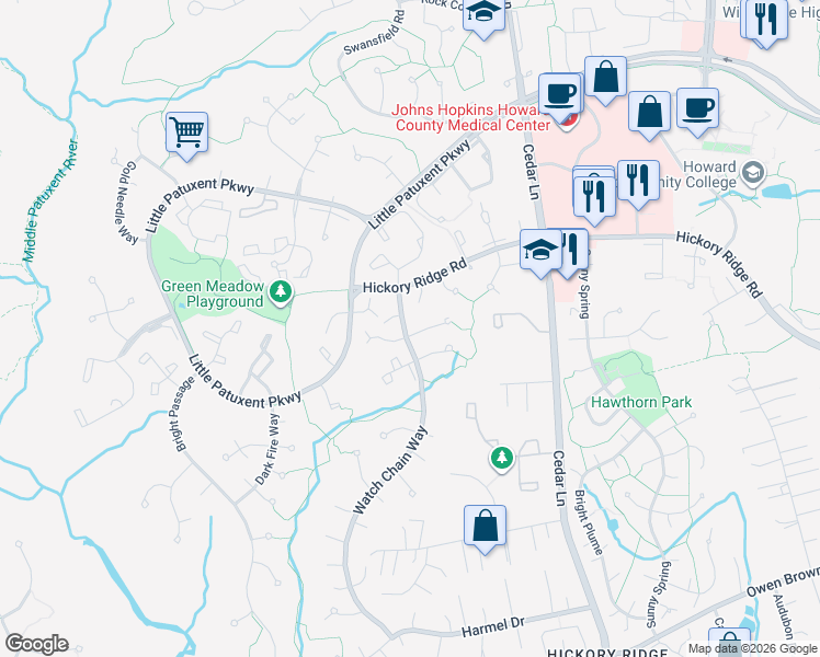 map of restaurants, bars, coffee shops, grocery stores, and more near 5901 Iron Frame Way in Columbia