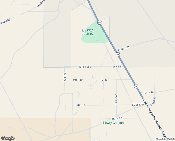 map of restaurants, bars, coffee shops, grocery stores, and more near 151 East 185 Street South in Ely