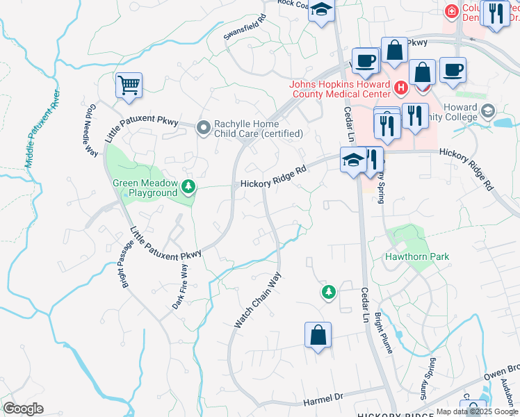 map of restaurants, bars, coffee shops, grocery stores, and more near 5920 Watch Chain Way in Columbia