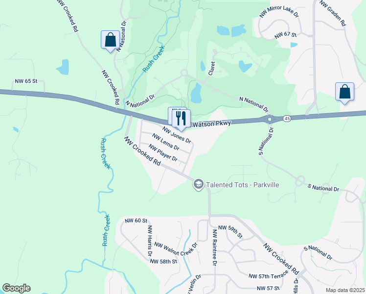 map of restaurants, bars, coffee shops, grocery stores, and more near 11004 Northwest Lema Drive in Parkville