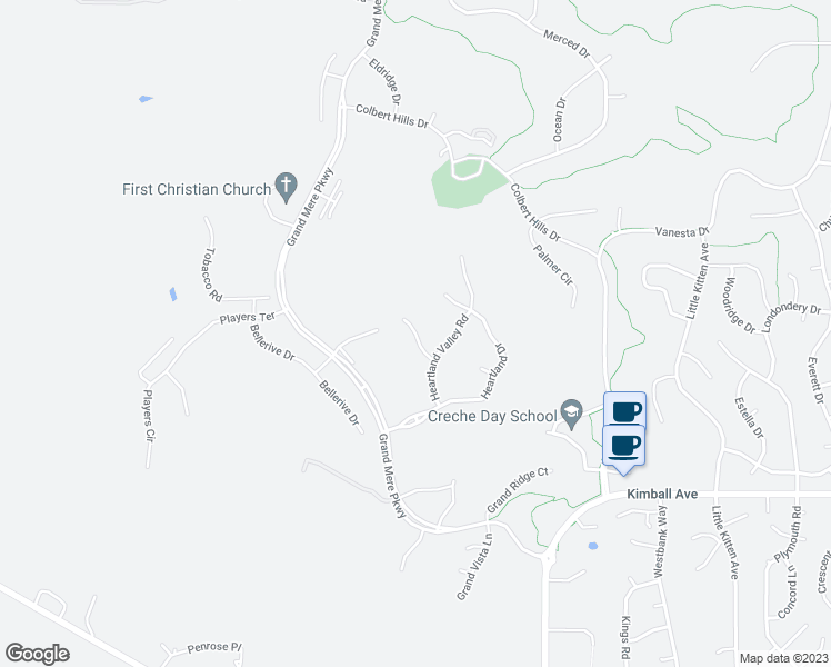 map of restaurants, bars, coffee shops, grocery stores, and more near 2631 Rangeview Lane in Manhattan