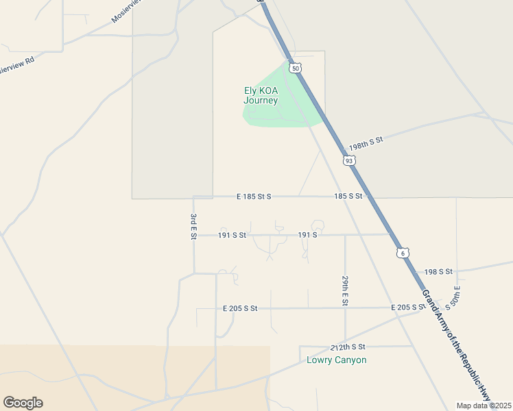 map of restaurants, bars, coffee shops, grocery stores, and more near 151 East 185 Street South in Ely