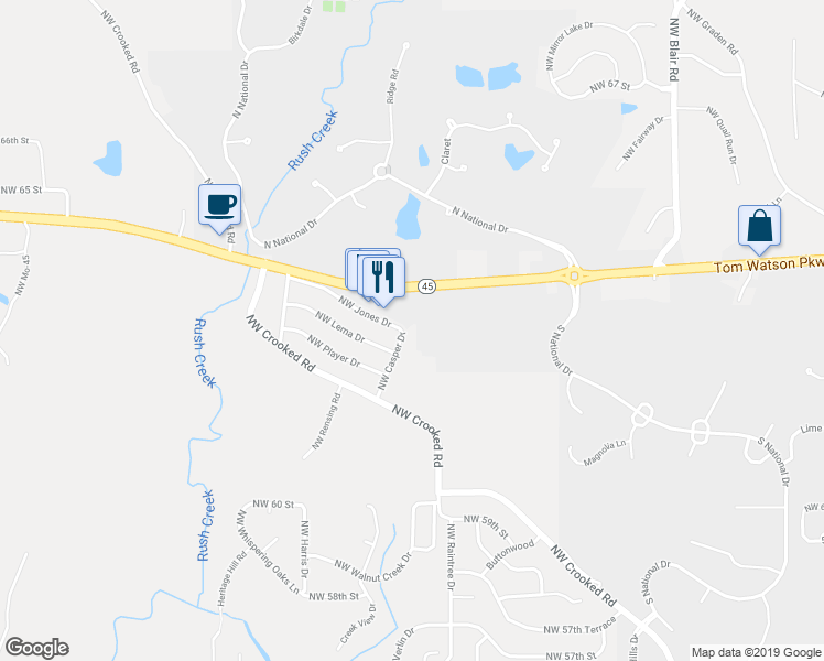 map of restaurants, bars, coffee shops, grocery stores, and more near 6301 Northwest Casper Drive in Parkville