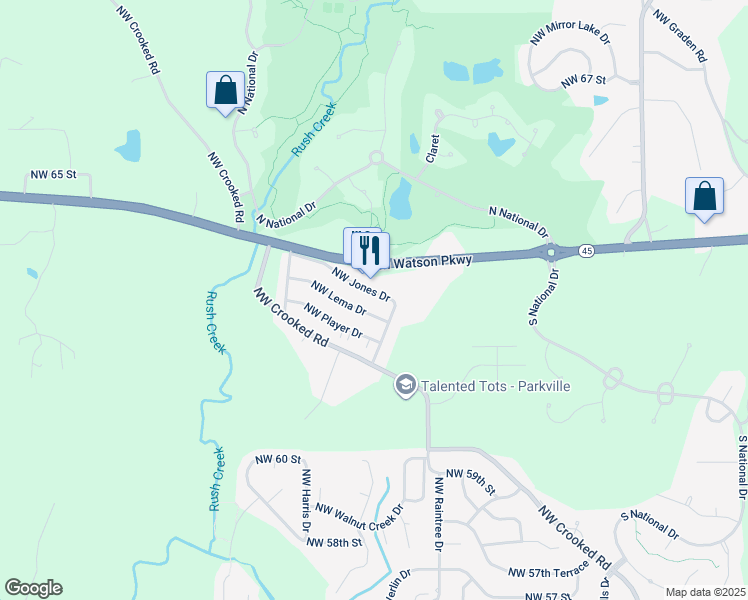 map of restaurants, bars, coffee shops, grocery stores, and more near 11004 Northwest Lema Drive in Parkville