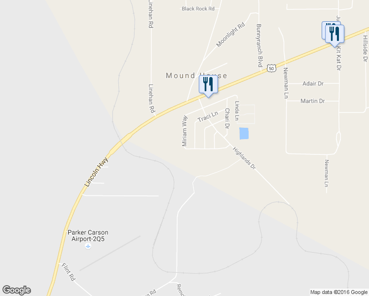 map of restaurants, bars, coffee shops, grocery stores, and more near 247 Miriam Way in Carson City