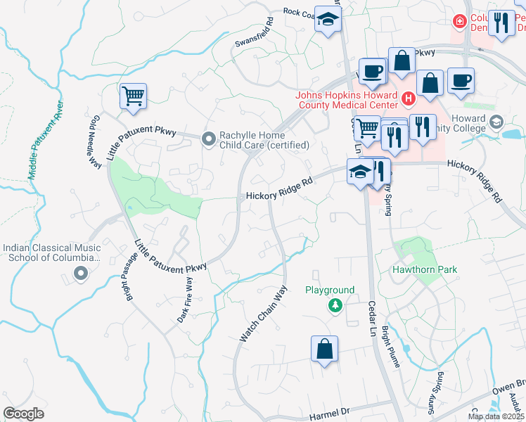 map of restaurants, bars, coffee shops, grocery stores, and more near 5900 Watch Chain Way in Columbia