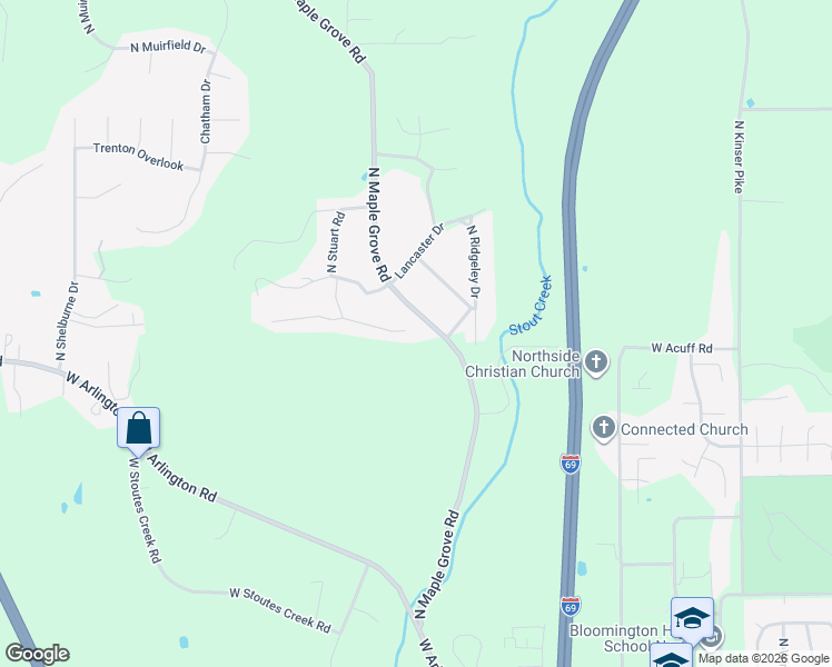 map of restaurants, bars, coffee shops, grocery stores, and more near 2101-2349 West Ellsworth Road in Bloomington