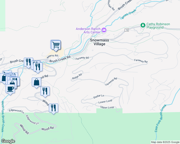 map of restaurants, bars, coffee shops, grocery stores, and more near 70 Deer Lane in Aspen