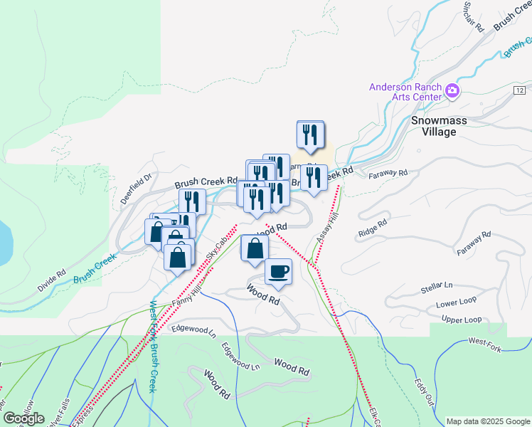 map of restaurants, bars, coffee shops, grocery stores, and more near 90 Carriage Way in Aspen