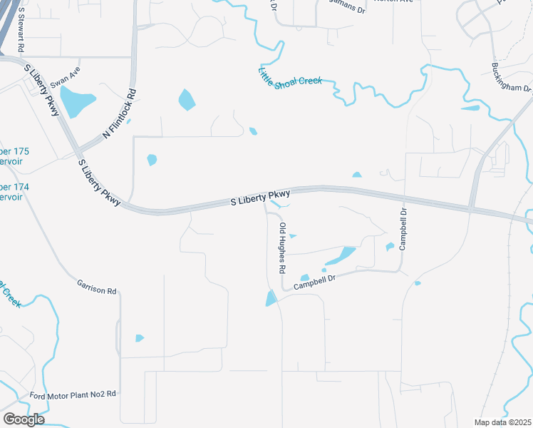 map of restaurants, bars, coffee shops, grocery stores, and more near 4500 Hughes Road in Liberty