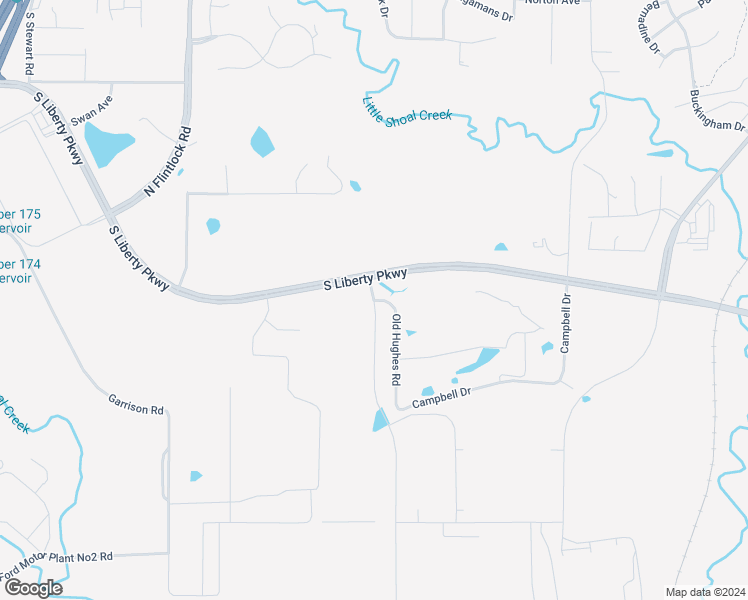 map of restaurants, bars, coffee shops, grocery stores, and more near 2205 Hughes Road in Liberty