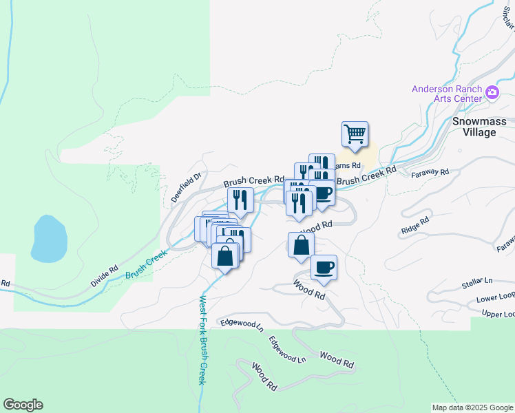 map of restaurants, bars, coffee shops, grocery stores, and more near 100 Elbert Lane in Snowmass Village