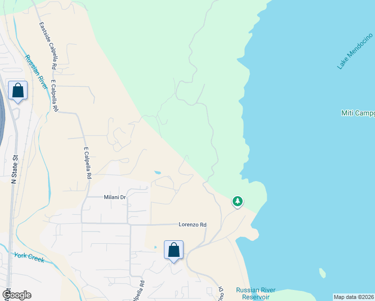 map of restaurants, bars, coffee shops, grocery stores, and more near 3991 Eastside Calpella Road in Ukiah