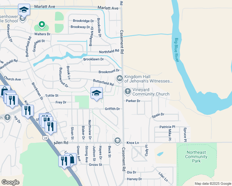 map of restaurants, bars, coffee shops, grocery stores, and more near 2433 Walden Lane in Manhattan