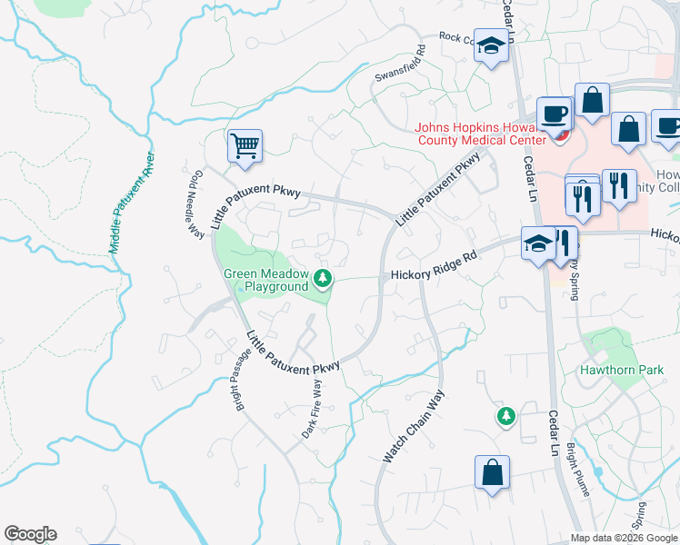 map of restaurants, bars, coffee shops, grocery stores, and more near 12257 Bare Bush Path in Columbia