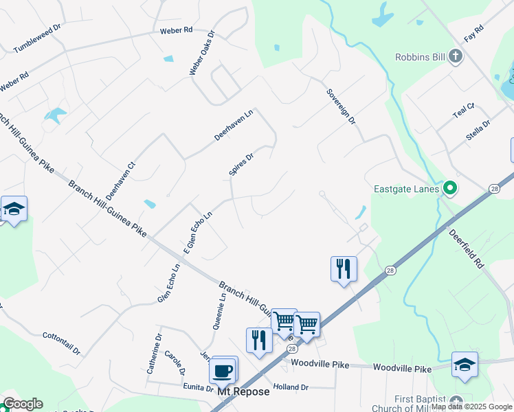 map of restaurants, bars, coffee shops, grocery stores, and more near 6314 Ashford Drive in Loveland