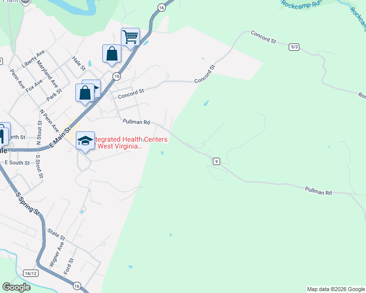 map of restaurants, bars, coffee shops, grocery stores, and more near 494 Pullman Road in Harrisville