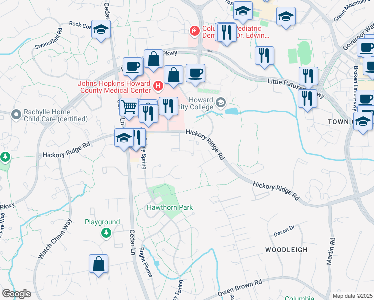 map of restaurants, bars, coffee shops, grocery stores, and more near 10752 Cordage Walk in Columbia