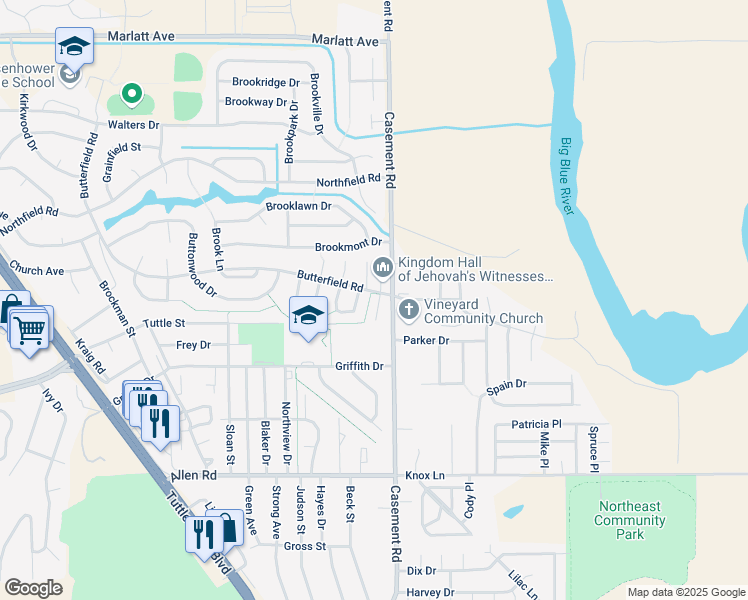 map of restaurants, bars, coffee shops, grocery stores, and more near 2433 Walden Lane in Manhattan