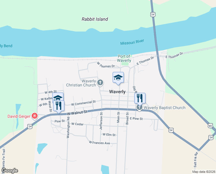 map of restaurants, bars, coffee shops, grocery stores, and more near 109 Kelling Avenue in Waverly