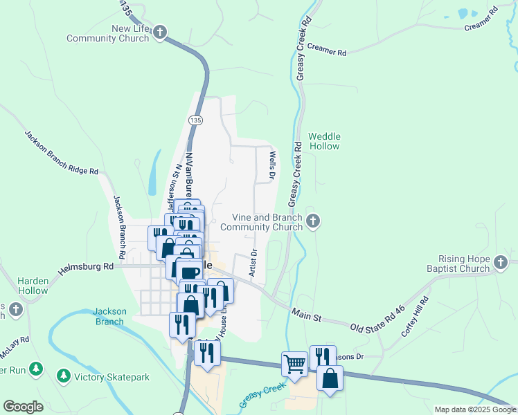 map of restaurants, bars, coffee shops, grocery stores, and more near 261 Artist Drive in Nashville