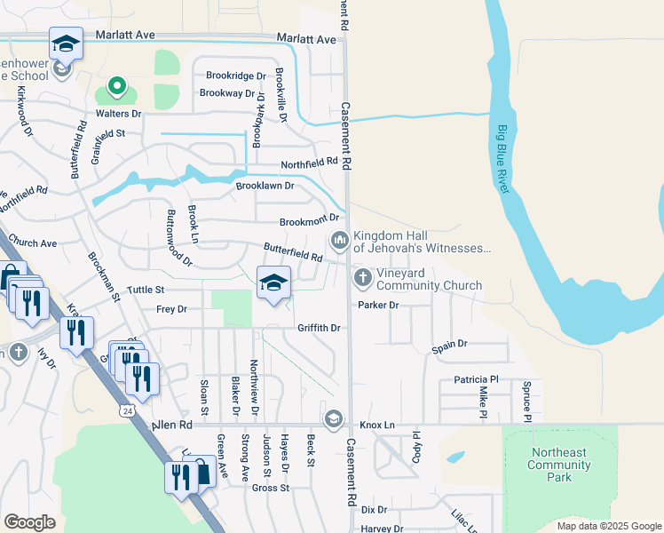 map of restaurants, bars, coffee shops, grocery stores, and more near 2433 Walden Lane in Manhattan
