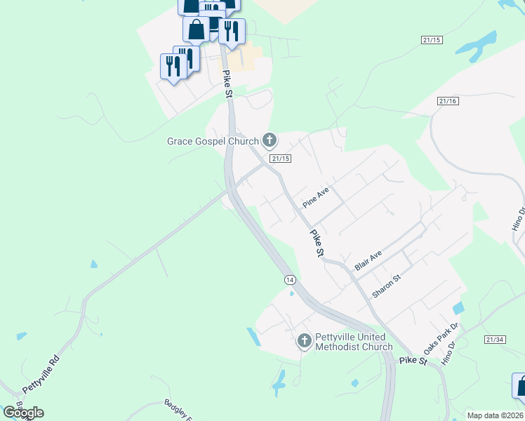 map of restaurants, bars, coffee shops, grocery stores, and more near 67 Delaware Street in Mineral Wells