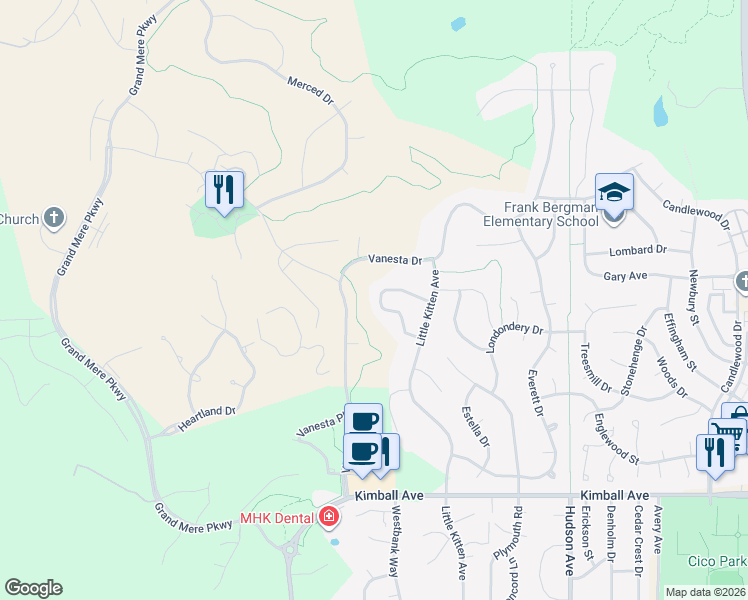 map of restaurants, bars, coffee shops, grocery stores, and more near 2137 Buckner Drive in Manhattan