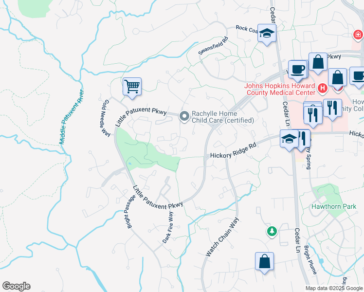 map of restaurants, bars, coffee shops, grocery stores, and more near 12236 Bare Bush Path in Columbia
