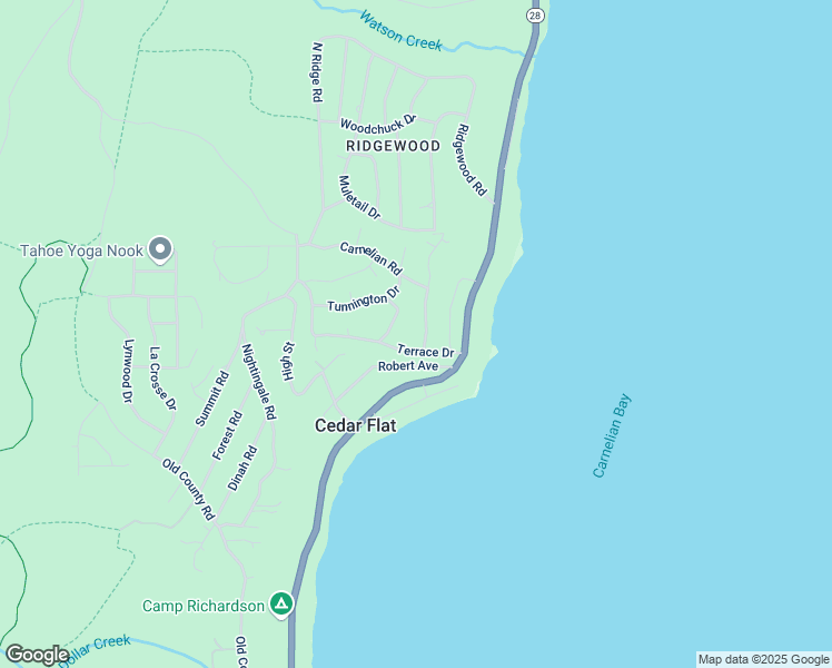 map of restaurants, bars, coffee shops, grocery stores, and more near 4259 Old Mountain Road in Carnelian Bay