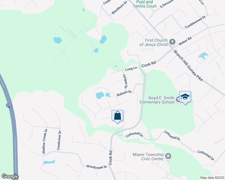 map of restaurants, bars, coffee shops, grocery stores, and more near 892 Blackpine Drive in Milford